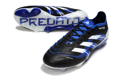 Men's Adidas Predator 25 Elite FG Firm Ground Low-Tops Football Boots - Black/White/Blue