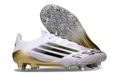 Men's Adidas F50 Elite SG Soft Ground Low-Tops Football Boots - White/Purple/Gold