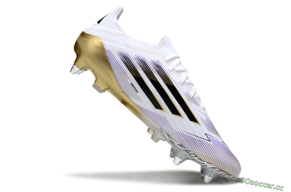 Men's Adidas F50 Elite SG Soft Ground Low-Tops Football Boots - White/Purple/Gold 4
