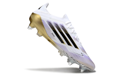 Men's Adidas F50 Elite SG Soft Ground Low-Tops Football Boots - White/Purple/Gold