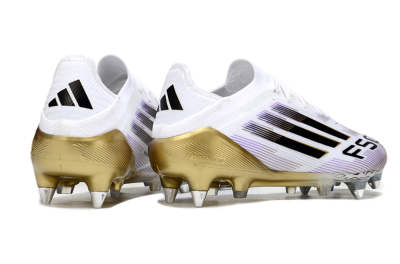 Men's Adidas F50 Elite SG Soft Ground Low-Tops Football Boots - White/Purple/Gold