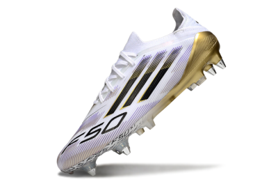 Men's Adidas F50 Elite SG Soft Ground Low-Tops Football Boots - White/Purple/Gold