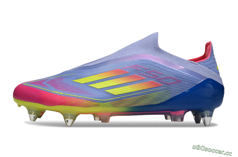 Men's Adidas F50 Elite Laceless SG Soft Ground Low-Tops Football Boots - Blue/Yellow/Pink 0