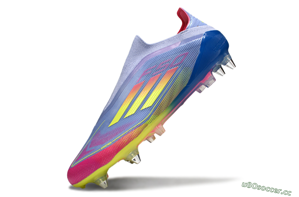 Men's Adidas F50 Elite Laceless SG Soft Ground Low-Tops Football Boots - Blue/Yellow/Pink 5