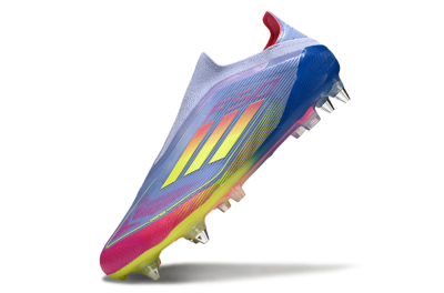 Men's Adidas F50 Elite Laceless SG Soft Ground Low-Tops Football Boots - Blue/Yellow/Pink