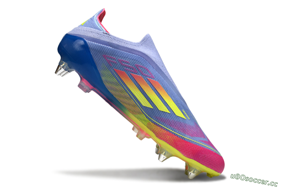 Men's Adidas F50 Elite Laceless SG Soft Ground Low-Tops Football Boots - Blue/Yellow/Pink 4