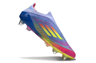 Men's Adidas F50 Elite Laceless SG Soft Ground Low-Tops Football Boots - Blue/Yellow/Pink