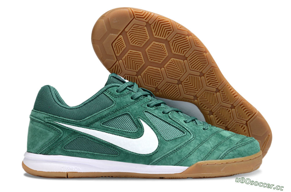Men's Nike Lunar Gato 2 IC Indoor & Futsal Low-Tops Football Shoes - Green/White/Brown 2