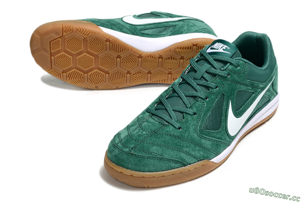 Men's Nike Lunar Gato 2 IC Indoor & Futsal Low-Tops Football Shoes - Green/White/Brown 3