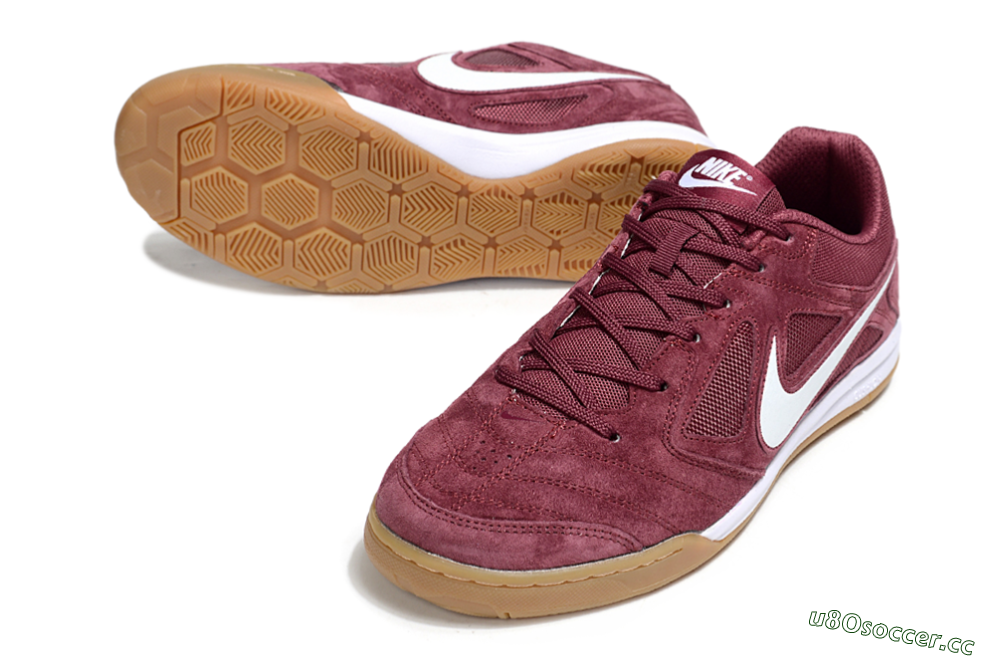 Men's Nike Lunar Gato 2 IC Indoor & Futsal Low-Tops Football Shoes - Red/White/Brown 3