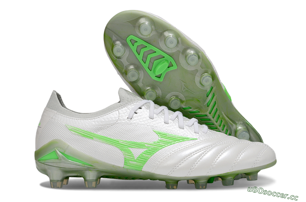 Men's Mizuno Morelia Neo 4 Bate FG Firm Ground Low-Tops Football Boots - White/Yellow 2