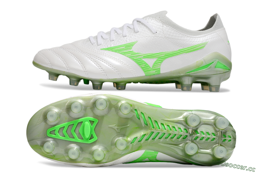 Men's Mizuno Morelia Neo 4 Bate FG Firm Ground Low-Tops Football Boots - White/Yellow 1