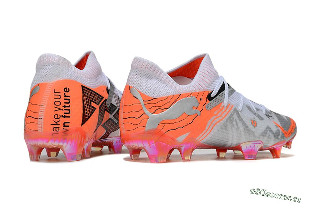 Men's Puma Future 7 Ultimate FG Firm Ground Low-Tops Football Boots - Silver/Orange/Pink 6