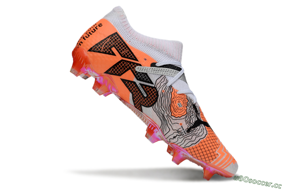Men's Puma Future 7 Ultimate FG Firm Ground Low-Tops Football Boots - Silver/Orange/Pink 4