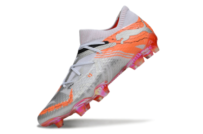Men's Puma Future 7 Ultimate FG Firm Ground Low-Tops Football Boots - Silver/Orange/Pink