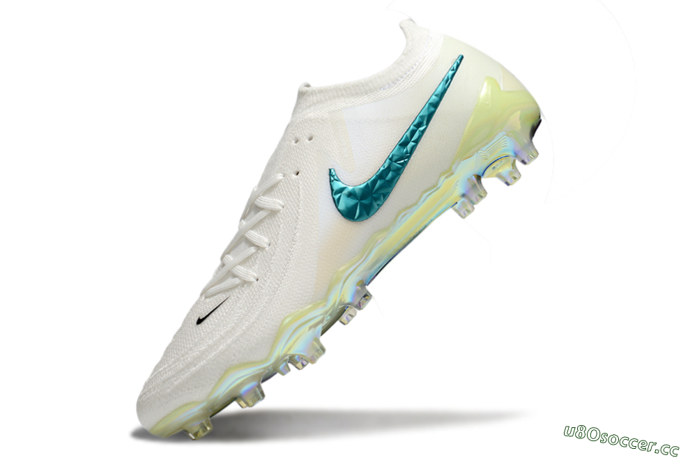 Men's Nike Phantom GX 2 Elite AG Artificial Grass Low-Tops Football Boots - Beige/Blue/Gold 5