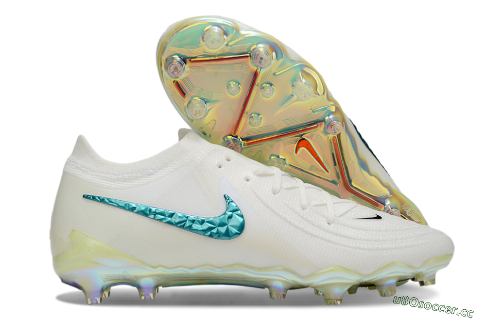 Men's Nike Phantom GX 2 Elite AG Artificial Grass Low-Tops Football Boots - Beige/Blue/Gold 2