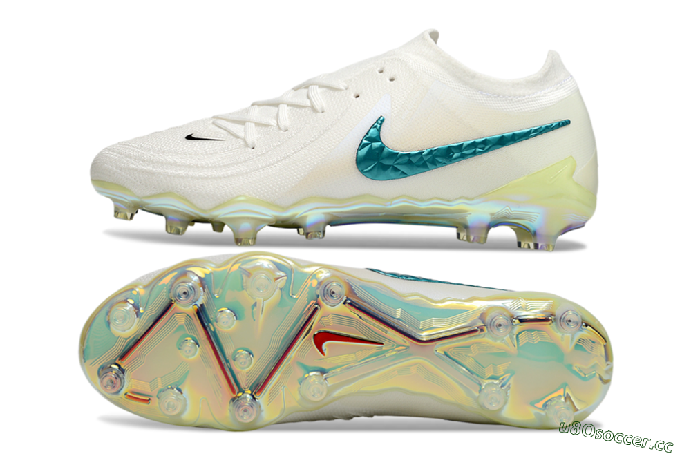Men's Nike Phantom GX 2 Elite AG Artificial Grass Low-Tops Football Boots - Beige/Blue/Gold 1