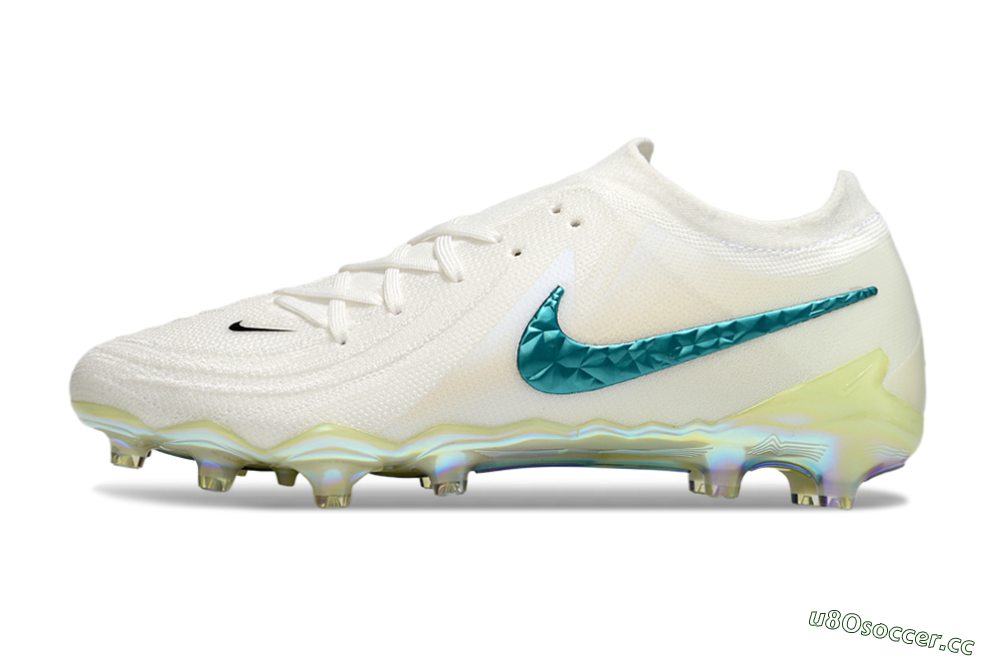 Men's Nike Phantom GX 2 Elite AG Artificial Grass Low-Tops Football Boots - Beige/Blue/Gold 0