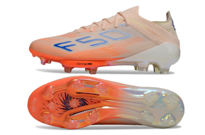 Men's Adidas F50+ Elite FG Firm Ground Low-Tops Football Boots - Pink/Orange/Blue