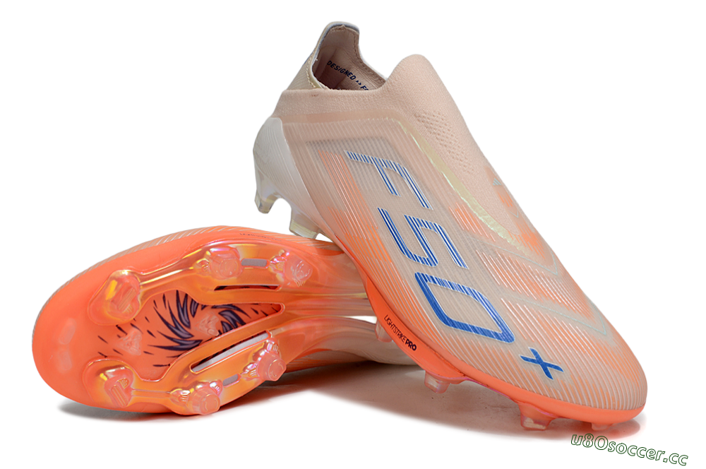 Men's Adidas F50+ Elite Laceless FG Firm Ground Low-Tops Football Boots - Pink/Orange/Blue 3