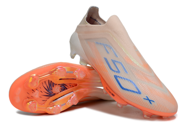 Men's Adidas F50+ Elite Laceless FG Firm Ground Low-Tops Football Boots - Pink/Orange/Blue