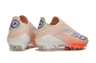 Men's Adidas F50+ Elite Laceless FG Firm Ground Low-Tops Football Boots - Pink/Orange/Blue
