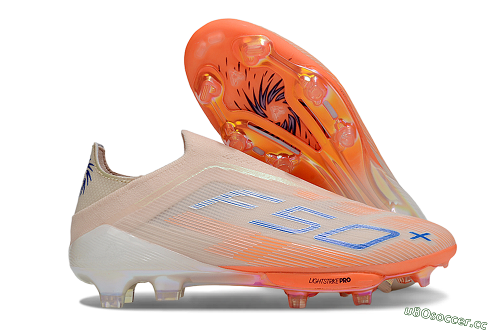 Men's Adidas F50+ Elite Laceless FG Firm Ground Low-Tops Football Boots - Pink/Orange/Blue 2