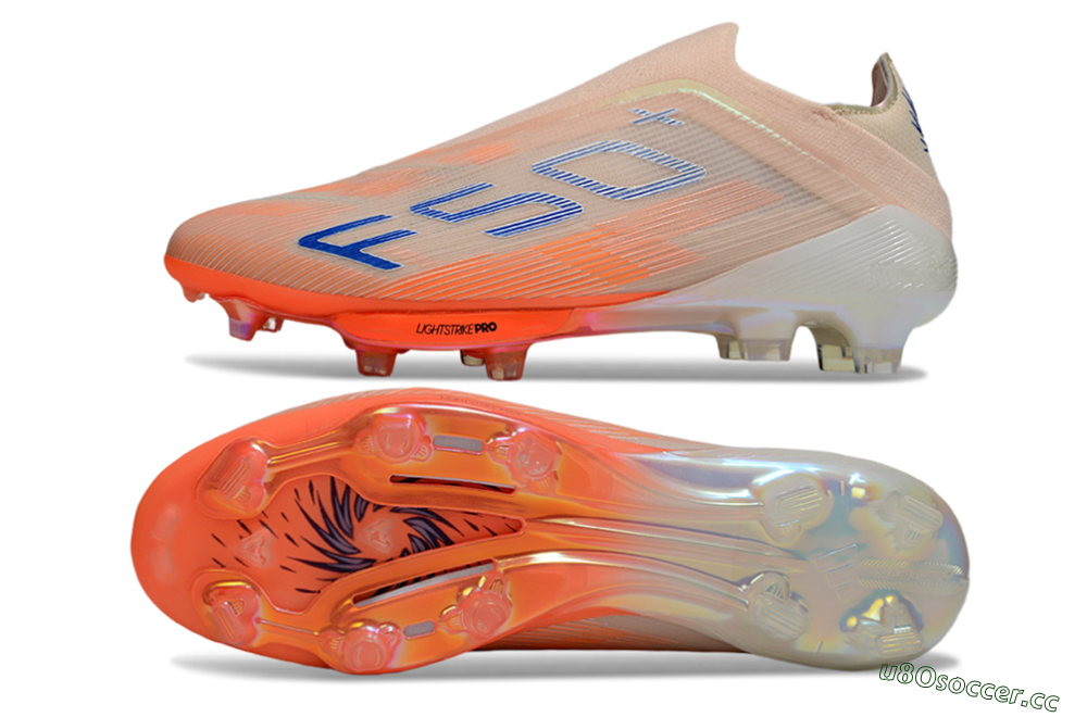 Men's Adidas F50+ Elite Laceless FG Firm Ground Low-Tops Football Boots - Pink/Orange/Blue 1