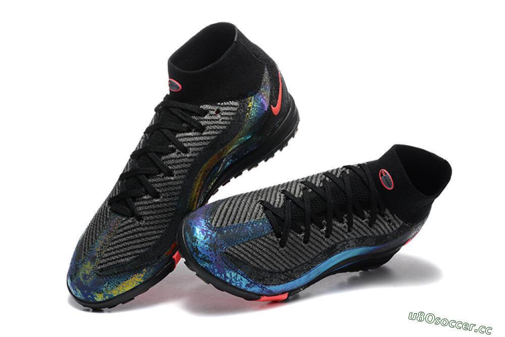 Men's Nike Air Zoom Mercurial Superfly 10 Elite TF Artificial Turf High-Tops Football Shoes - Black/Grey/Pink 6