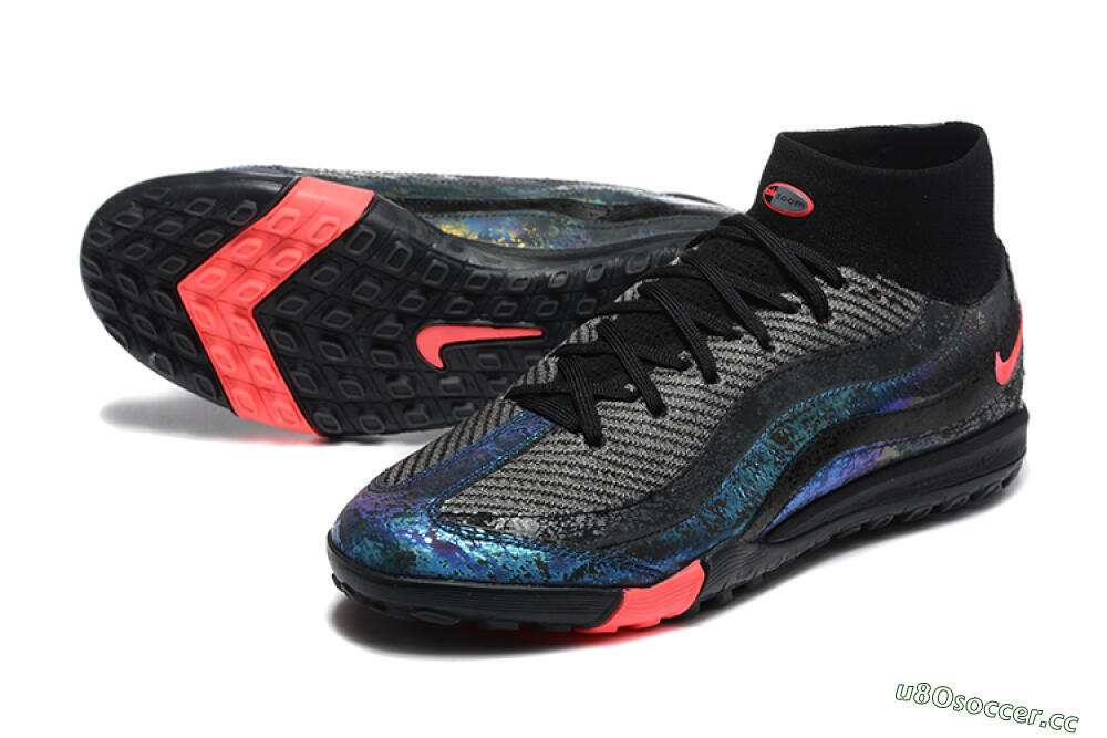 Men's Nike Air Zoom Mercurial Superfly 10 Elite TF Artificial Turf High-Tops Football Shoes - Black/Grey/Pink 3