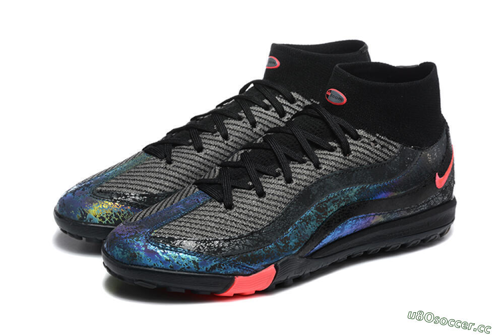 Men's Nike Air Zoom Mercurial Superfly 10 Elite TF Artificial Turf High-Tops Football Shoes - Black/Grey/Pink 5