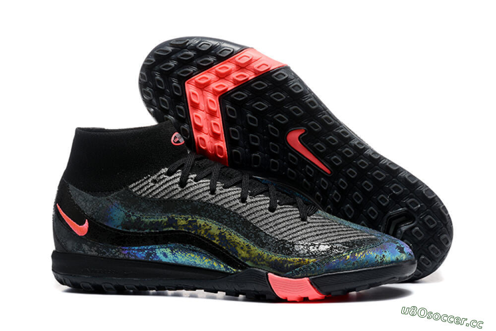 Men's Nike Air Zoom Mercurial Superfly 10 Elite TF Artificial Turf High-Tops Football Shoes - Black/Grey/Pink 2