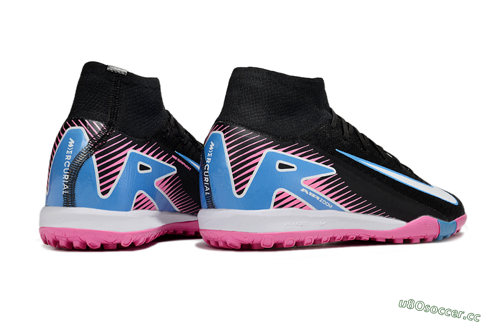 Unisex Nike Air Zoom Mercurial Superfly 10 Elite TF Artificial Turf High-Tops Football Shoes - Black/White/Blue/Pink 6