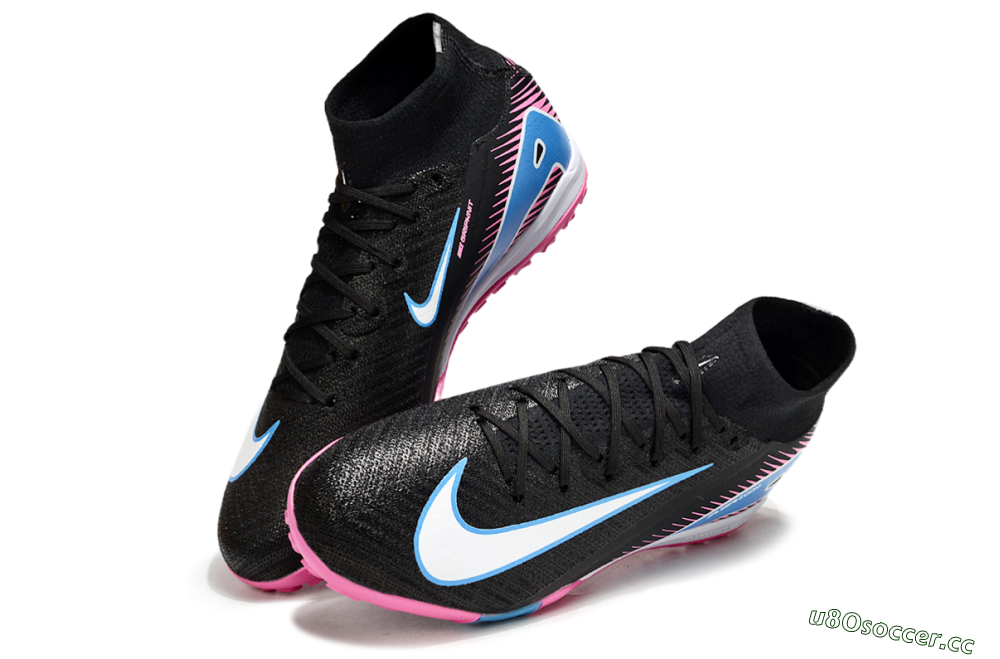 Unisex Nike Air Zoom Mercurial Superfly 10 Elite TF Artificial Turf High-Tops Football Shoes - Black/White/Blue/Pink 3