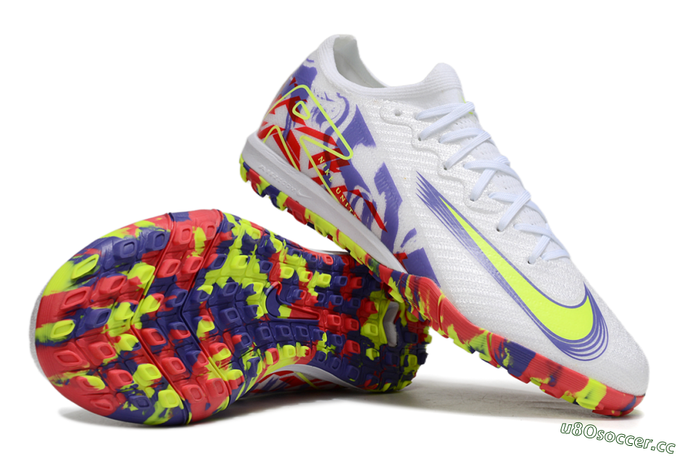 Unisex Nike Air Zoom Mercurial Vapor 16 Elite TF Artificial Turf Low-Tops Football Shoes - White/Yellow/Purple/Red 1
