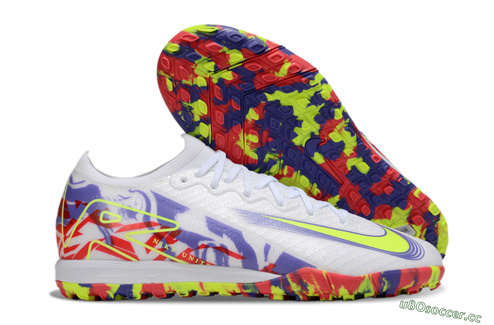 Unisex Nike Air Zoom Mercurial Vapor 16 Elite TF Artificial Turf Low-Tops Football Shoes - White/Yellow/Purple/Red 2