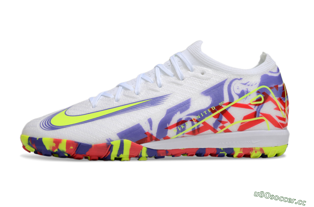 Unisex Nike Air Zoom Mercurial Vapor 16 Elite TF Artificial Turf Low-Tops Football Shoes - White/Yellow/Purple/Red 0