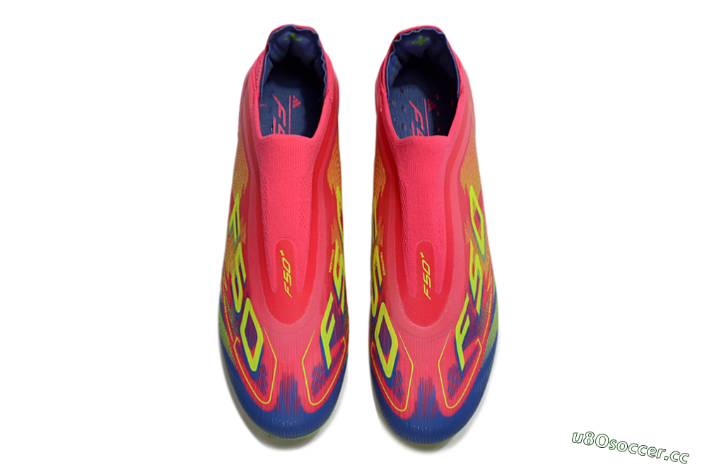 Unisex Adidas F50+ Elite Laceless FG Firm Ground Low-Tops Football Boots - Red/Yellow/Blue 4
