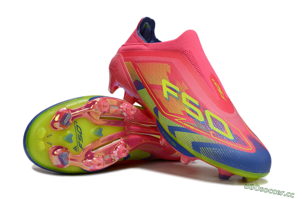 Unisex Adidas F50+ Elite Laceless FG Firm Ground Low-Tops Football Boots - Red/Yellow/Blue 3