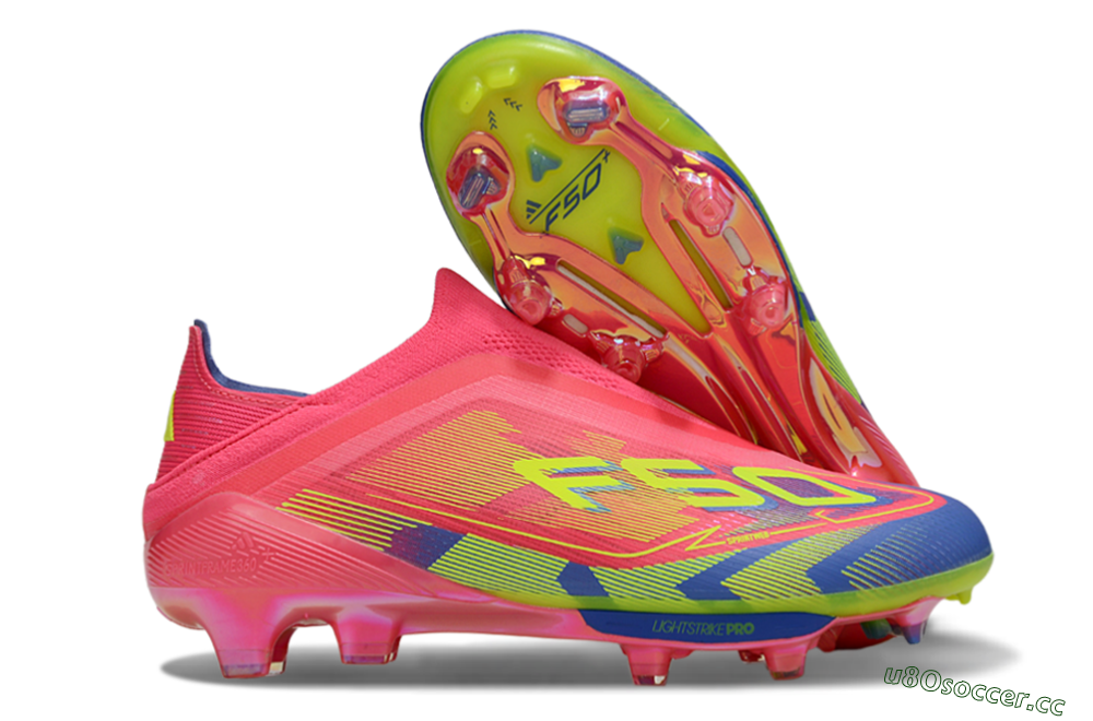 Unisex Adidas F50+ Elite Laceless FG Firm Ground Low-Tops Football Boots - Red/Yellow/Blue 2