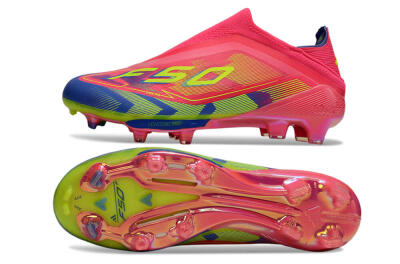 Unisex Adidas F50+ Elite Laceless FG Firm Ground Low-Tops Football Boots - Red/Yellow/Blue