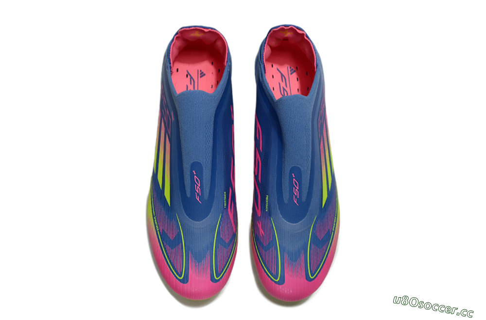 Unisex Adidas F50+ Elite Laceless FG Firm Ground Low-Tops Football Boots - Blue/Yellow/Pink 4