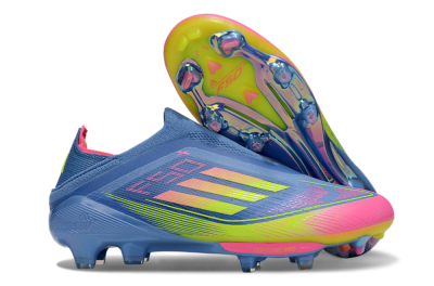 Unisex Adidas F50+ Elite Laceless FG Firm Ground Low-Tops Football Boots - Blue/Yellow/Pink