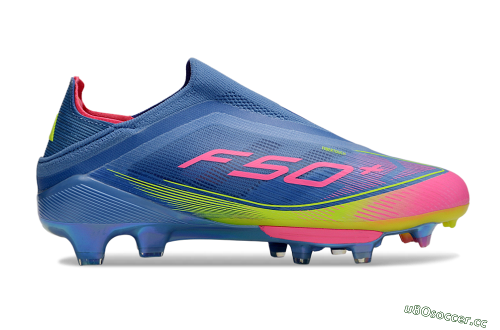 Unisex Adidas F50+ Elite Laceless FG Firm Ground Low-Tops Football Boots - Blue/Yellow/Pink 7