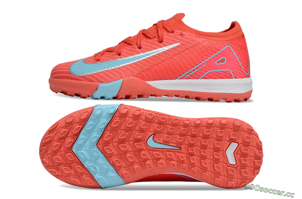 Kids Nike Air Zoom Mercurial Vapor 16 Elite TF Artificial Turf Low-Tops Football Shoes - Red/Silver/Jade 1