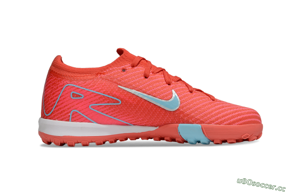 Kids Nike Air Zoom Mercurial Vapor 16 Elite TF Artificial Turf Low-Tops Football Shoes - Red/Silver/Jade 6