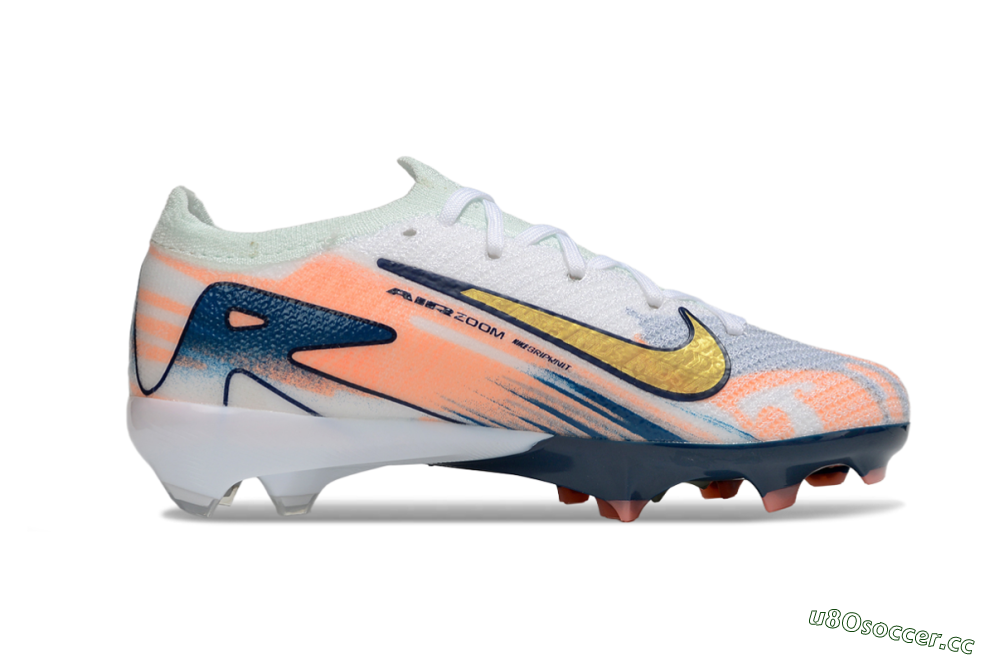 Kids Nike Air Zoom Mercurial Vapor 16 Elite FG Firm Ground Low-Tops Football Boots - Pink/Yellow/Blue 5