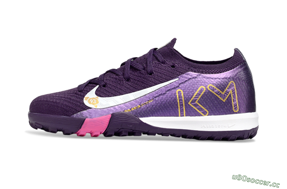 Kids Nike Air Zoom Mercurial Vapor 16 Elite TF Artificial Turf Low-Tops Football Shoes - Purple/White/Gold 2