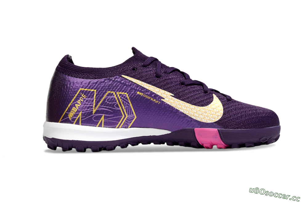 Kids Nike Air Zoom Mercurial Vapor 16 Elite TF Artificial Turf Low-Tops Football Shoes - Purple/White/Gold 4